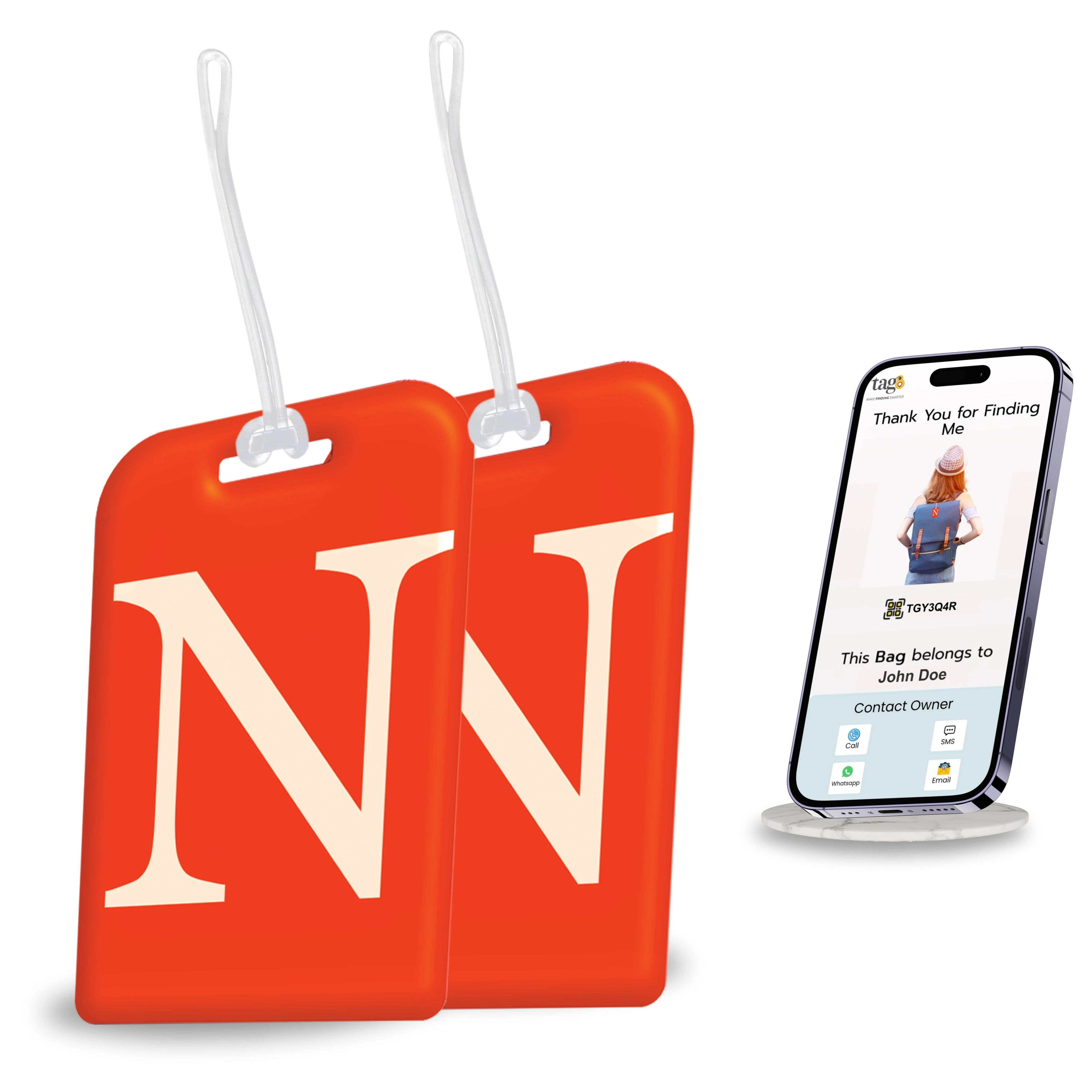 QR tag for bag with initial N