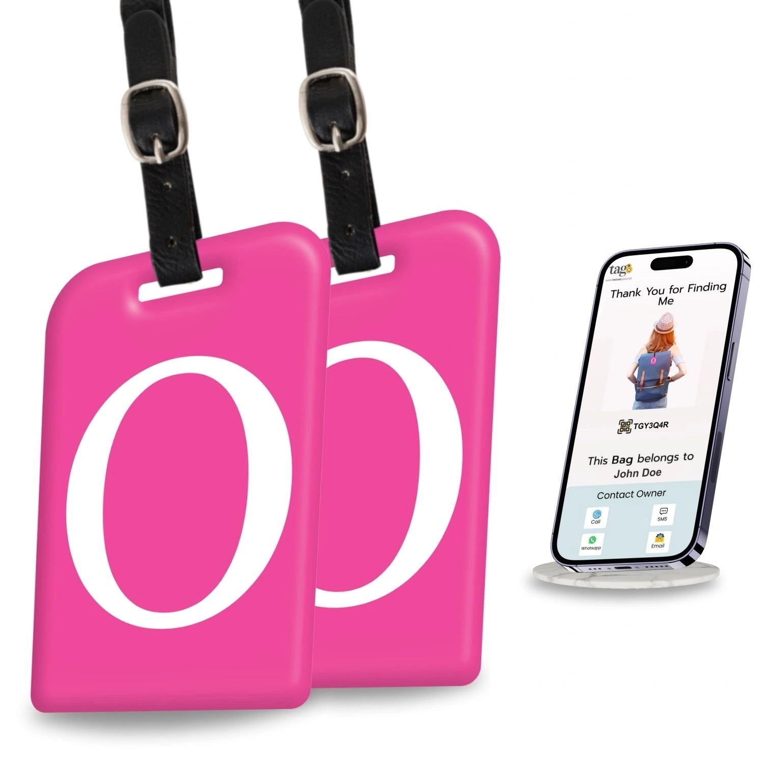 QR tag for bag with initial O