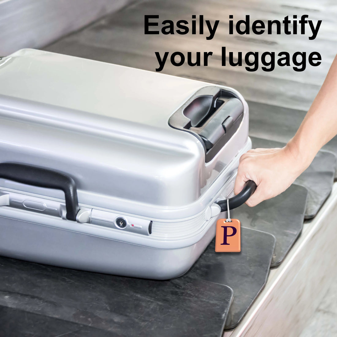 QR tag for bag with initial P