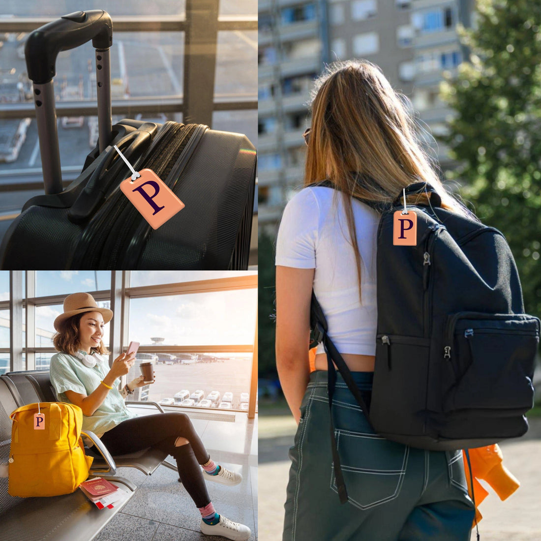 QR tag for bag with initial P