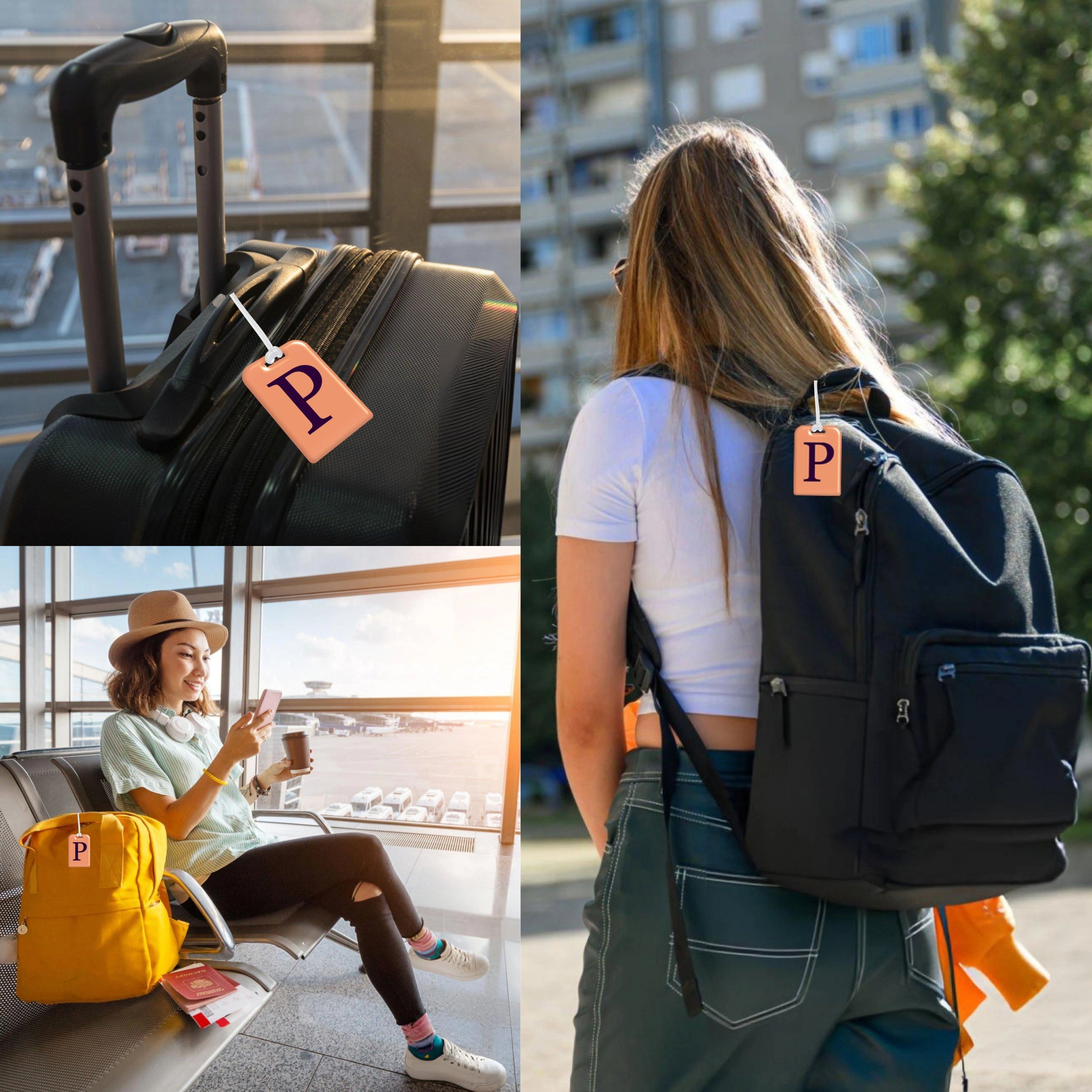 QR tag for bag with initial P