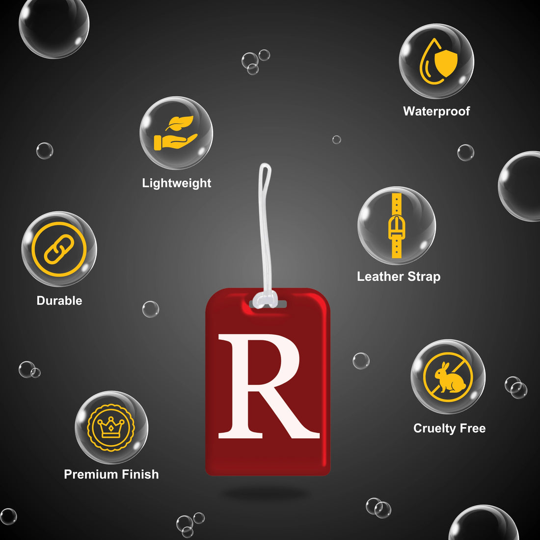 QR tag for bag with initial R