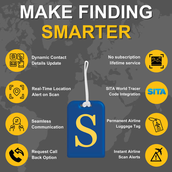 QR tag for bag with initial S