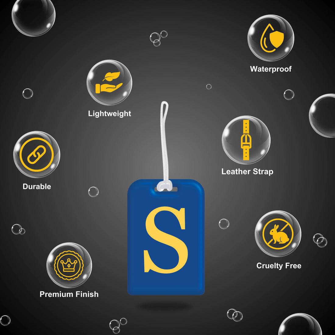 QR tag for bag with initial S