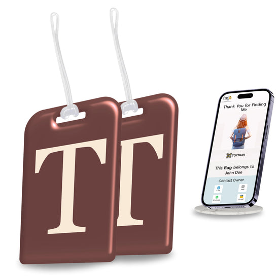 QR tag for bag with initial T