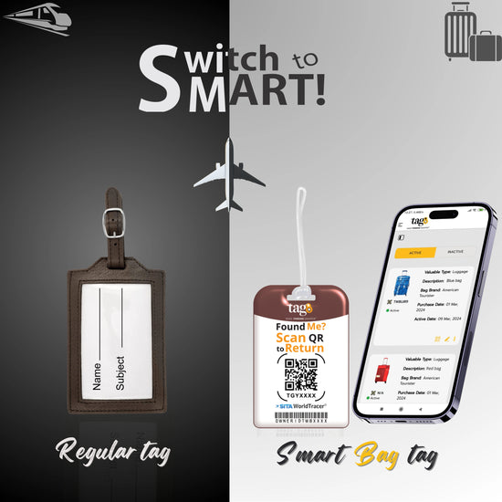 QR tag for bag with initial T