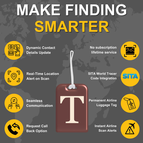 QR tag for bag with initial T