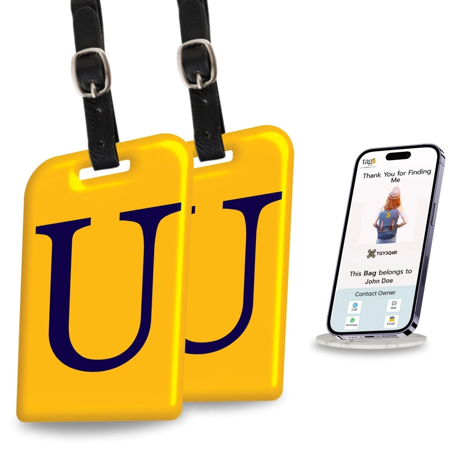 QR tag for bag with initial U