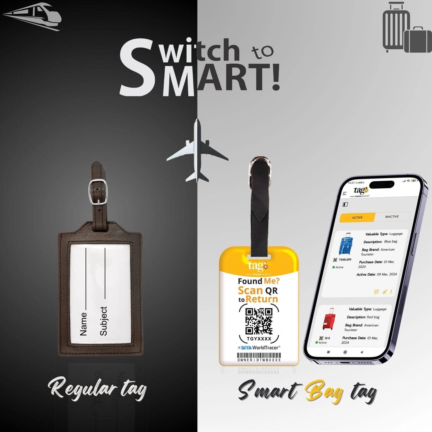 QR tag for bag with initial U