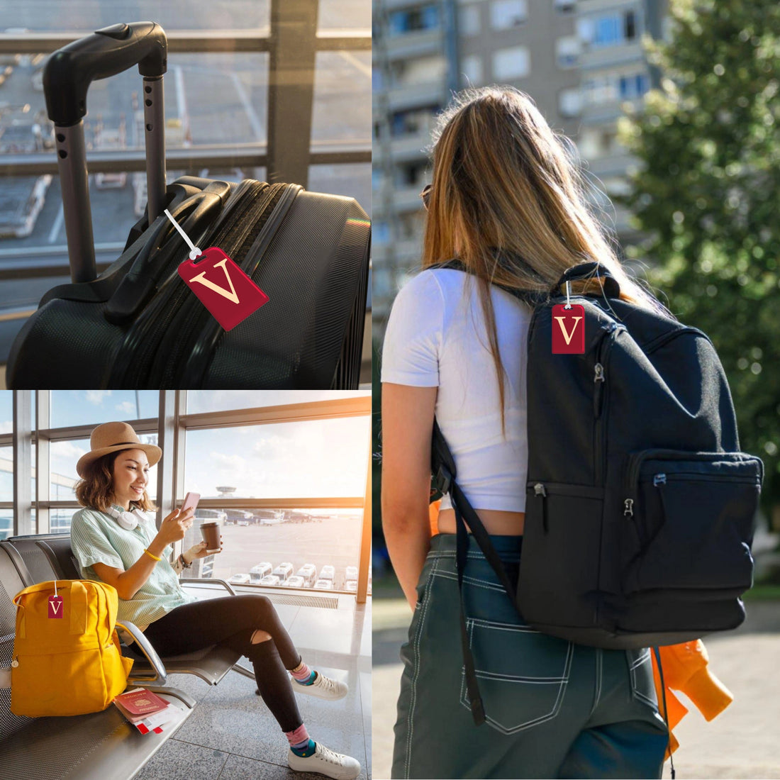 QR tag for bag with initial V