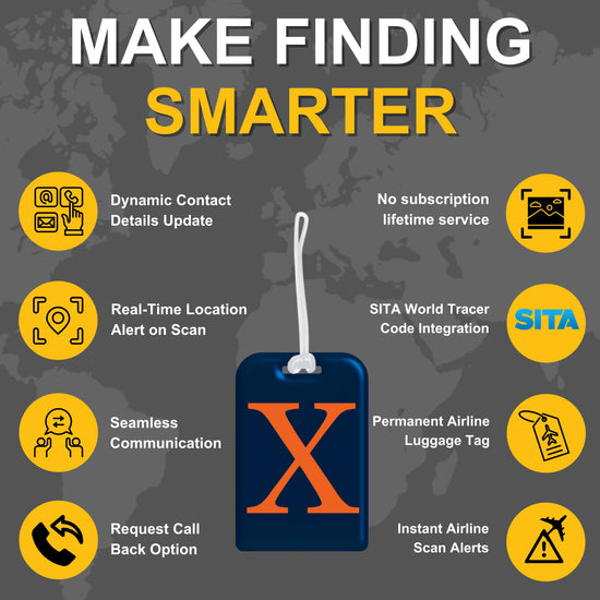 QR tag for bag with initial X