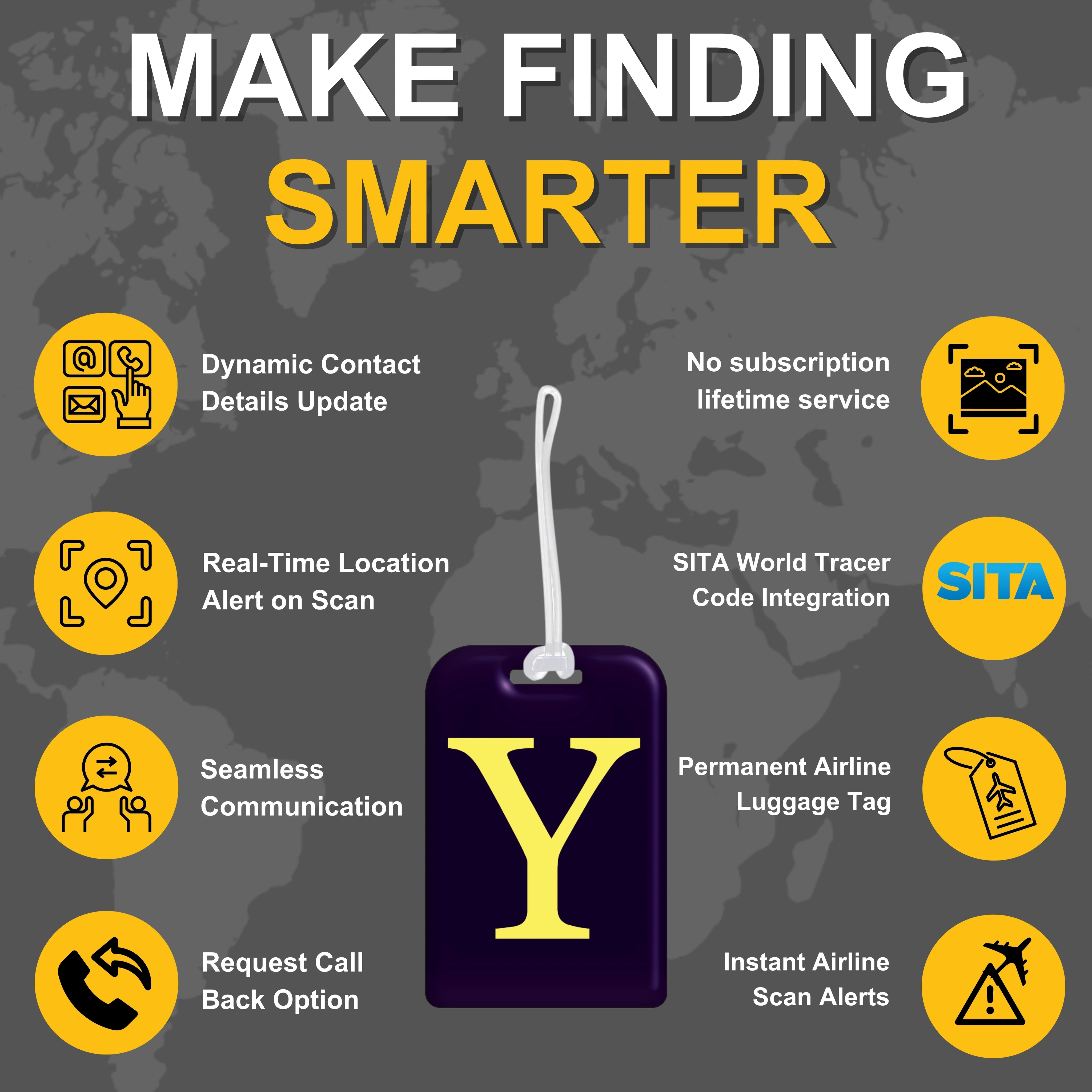 QR tag for bag with initial Y