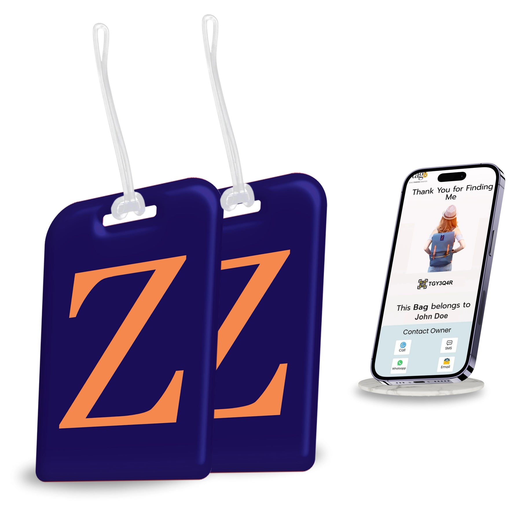 QR tag for bag with initial Z