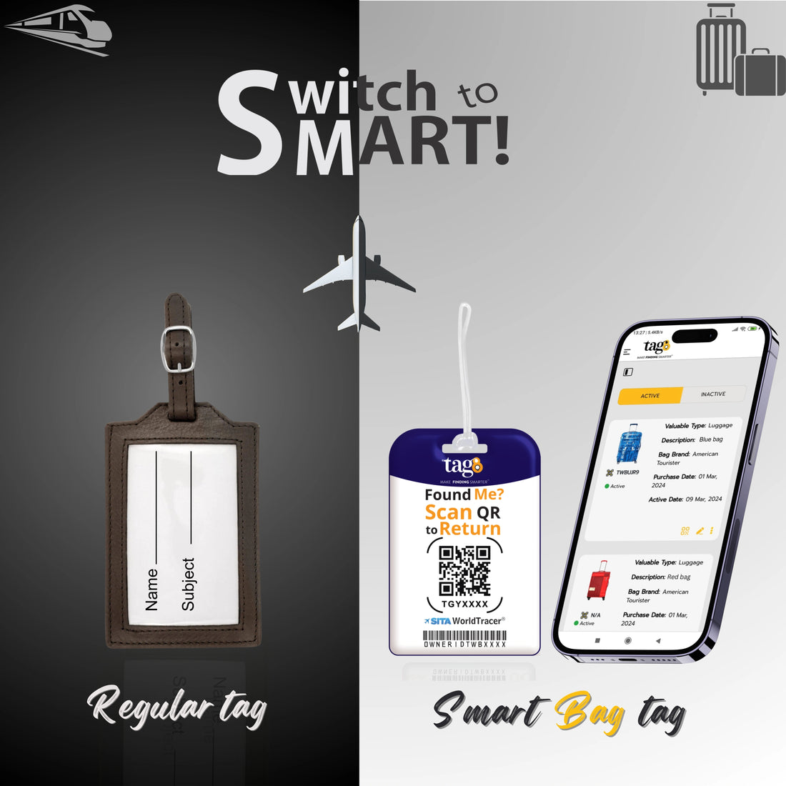 QR tag for bag with initial Z