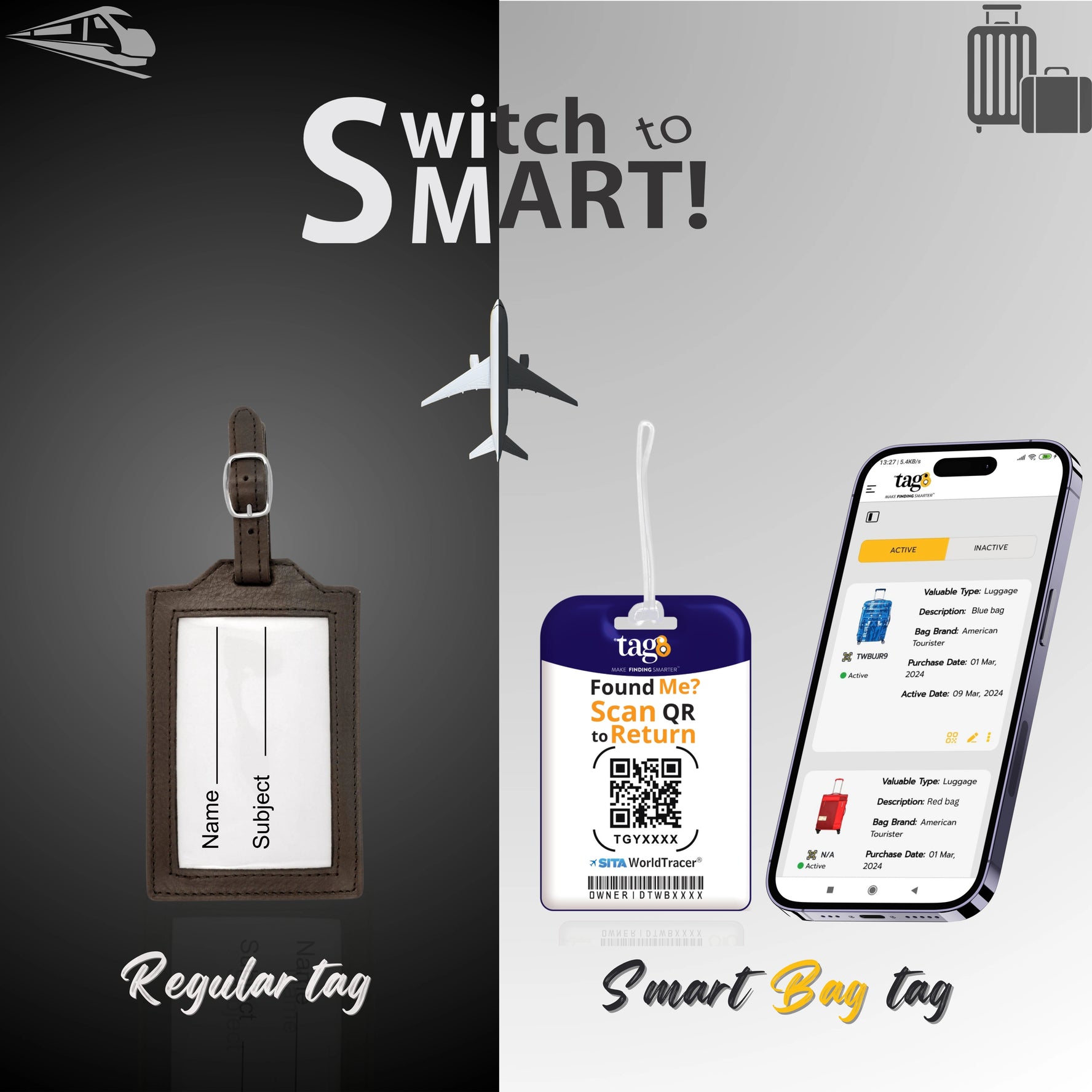 QR tag for bag with initial Z