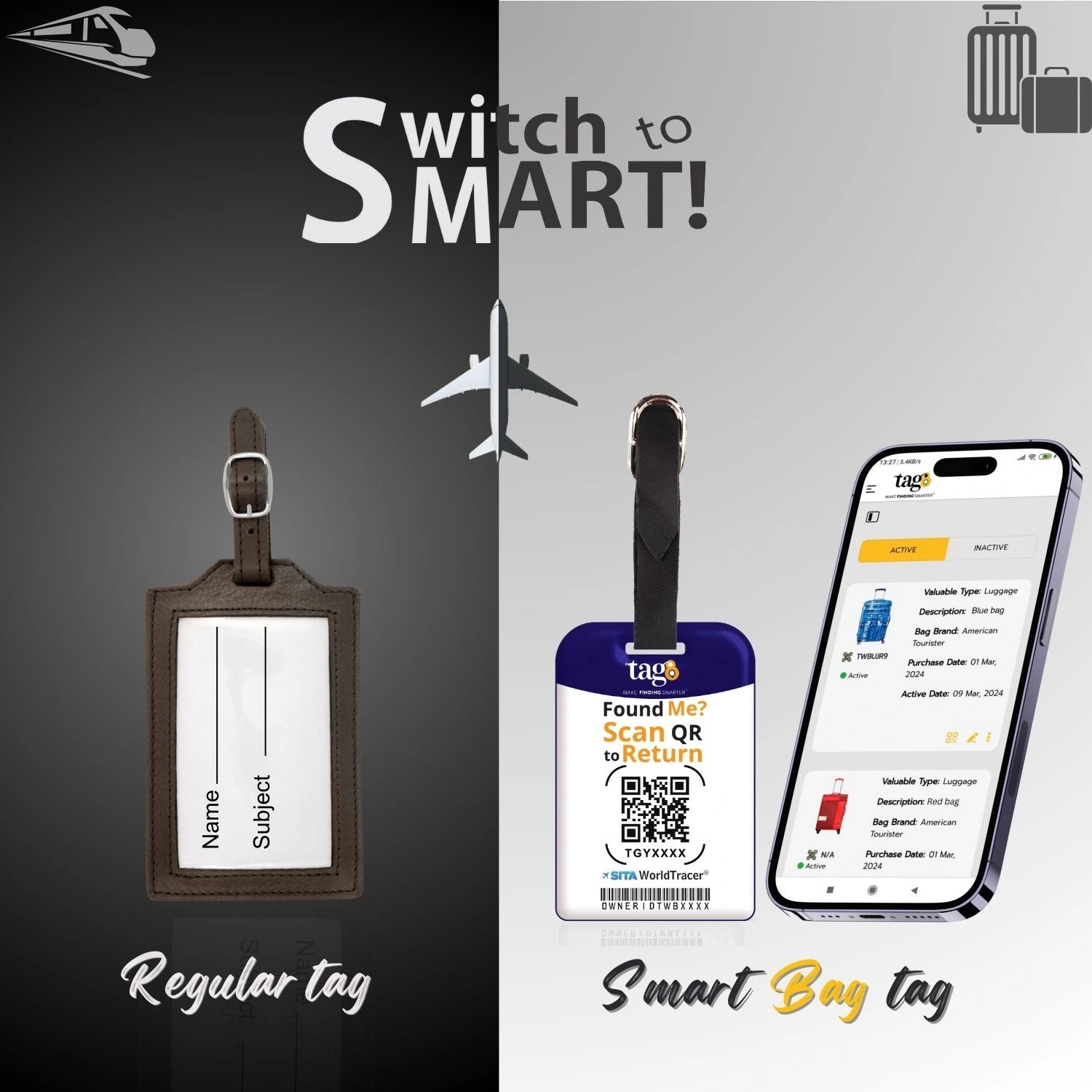 QR tag for bag with initial Z