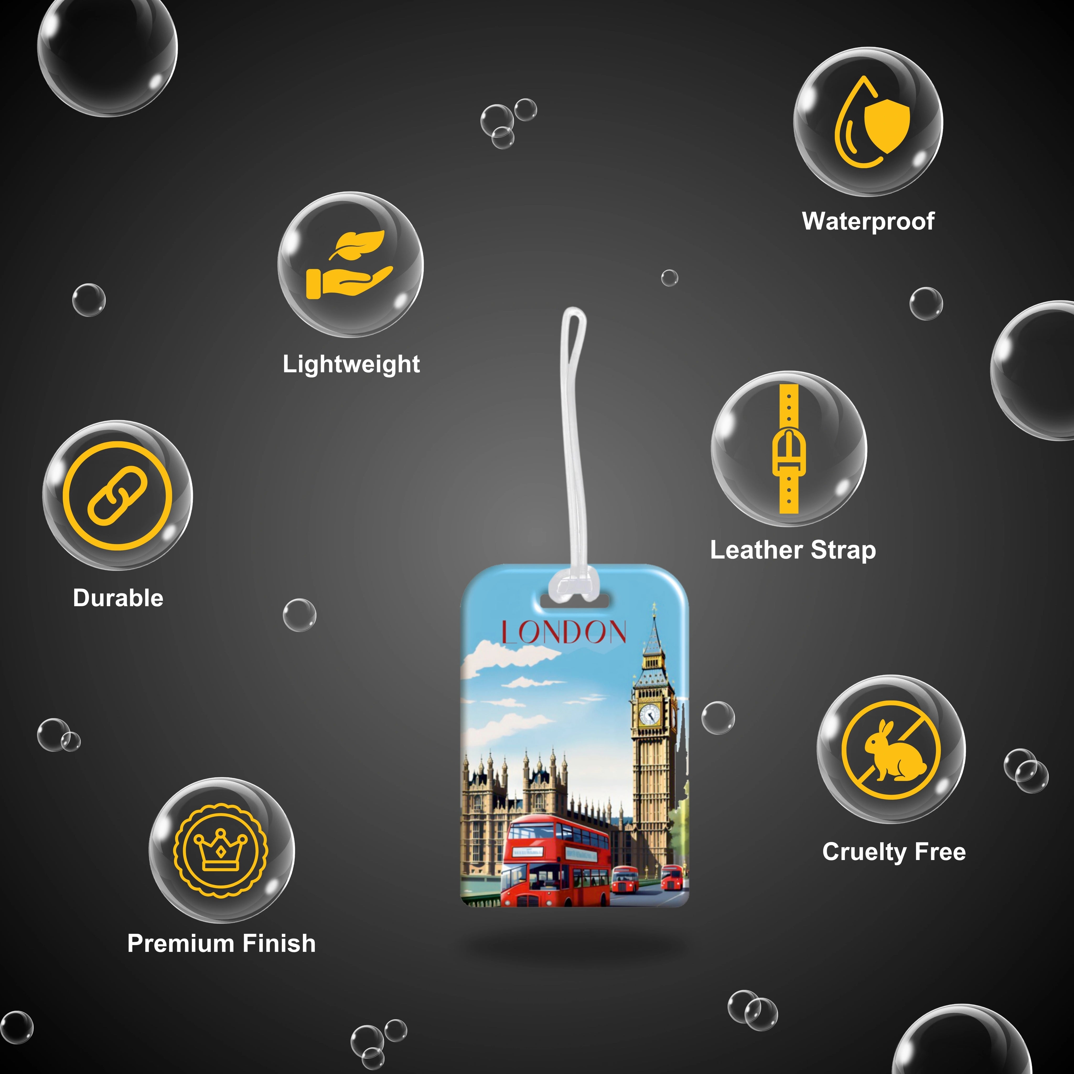 London QR Bag Tag by tag8 with secure QR code