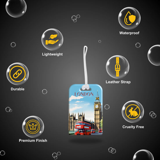 London QR Bag Tag by tag8 with secure QR code