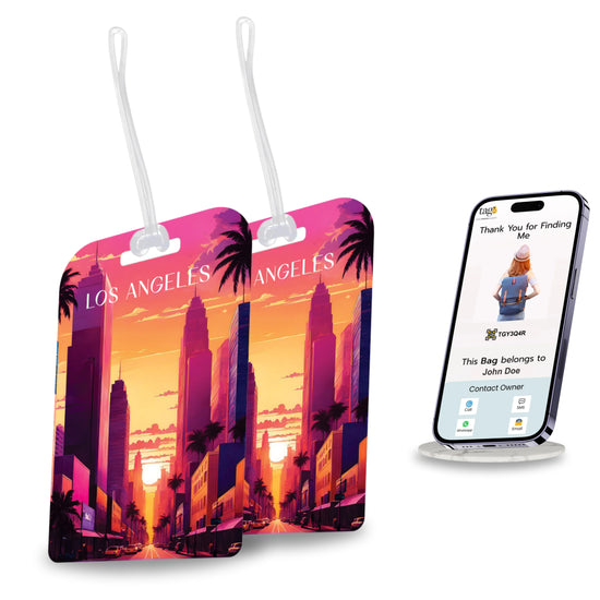 Los Angeles QR Bag Tag by tag8 for travel tracking