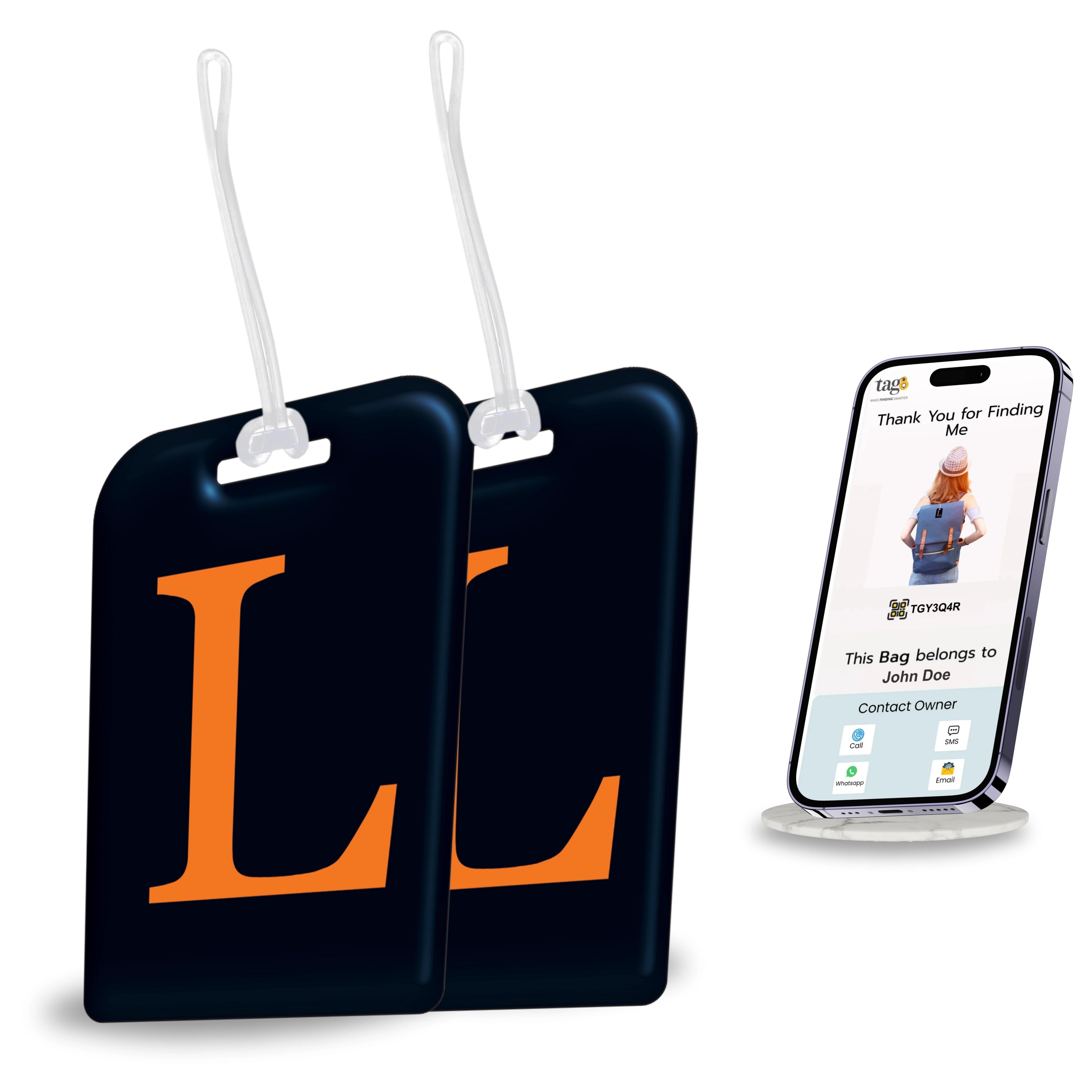 QR tag for bag with initial L