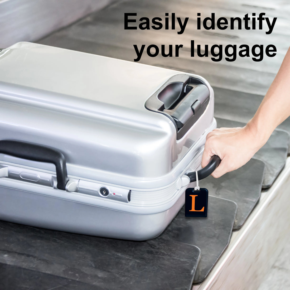 QR tag for bag with initial L