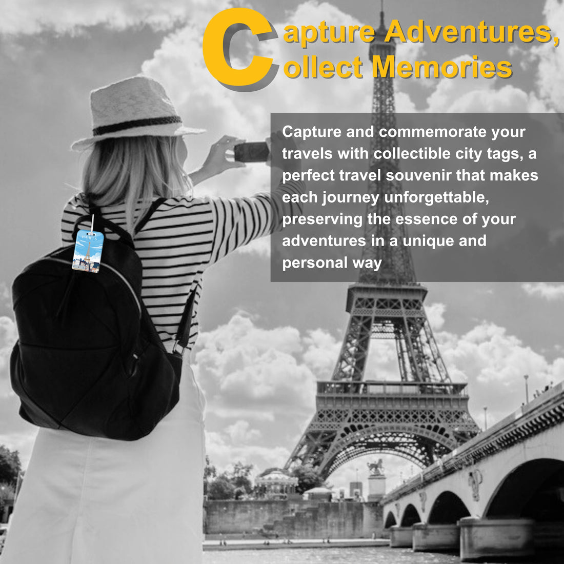 Paris QR Bag Tag by tag8 with smart tracking