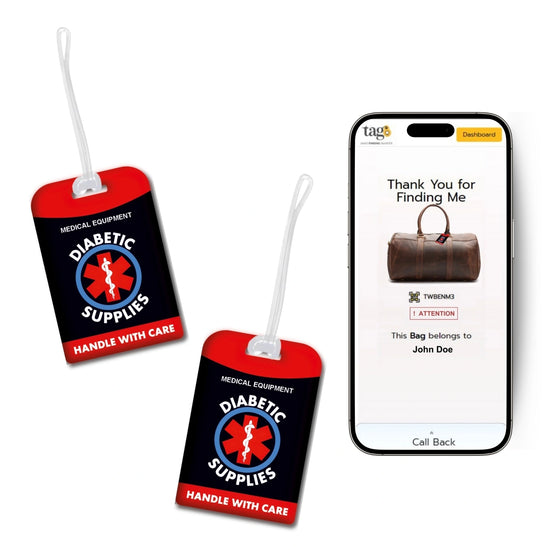 Red Diabetic Equipment Tag for easy identification