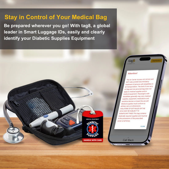 Red Diabetic Equipment Tag for easy identification