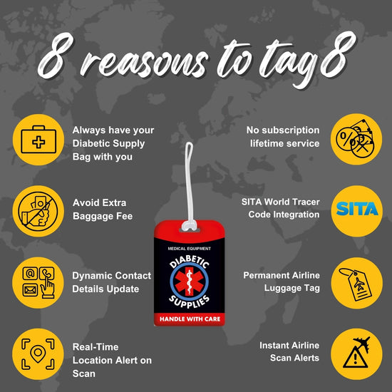Red Diabetic Equipment Tag for easy identification