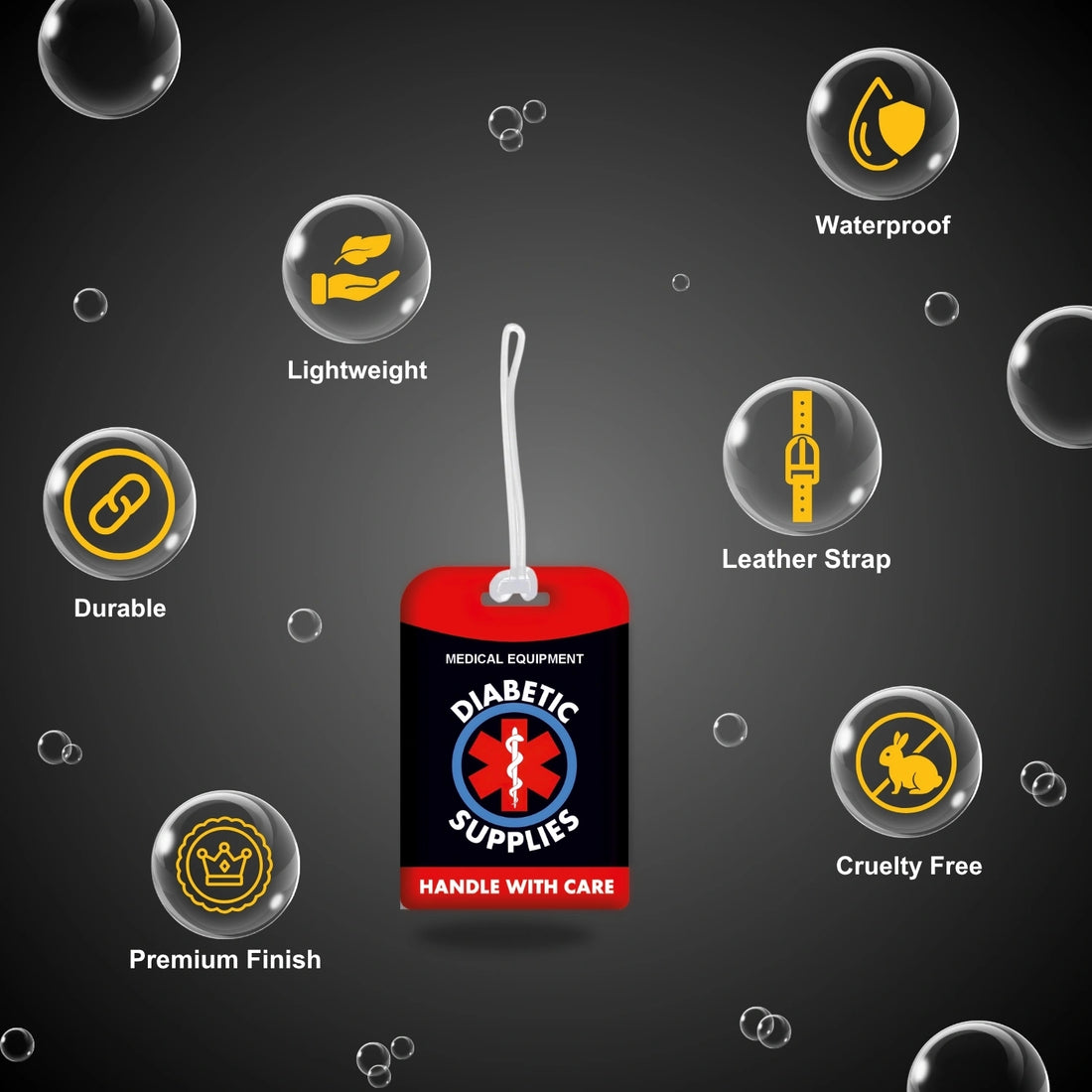 Red Diabetic Equipment Tag for easy identification