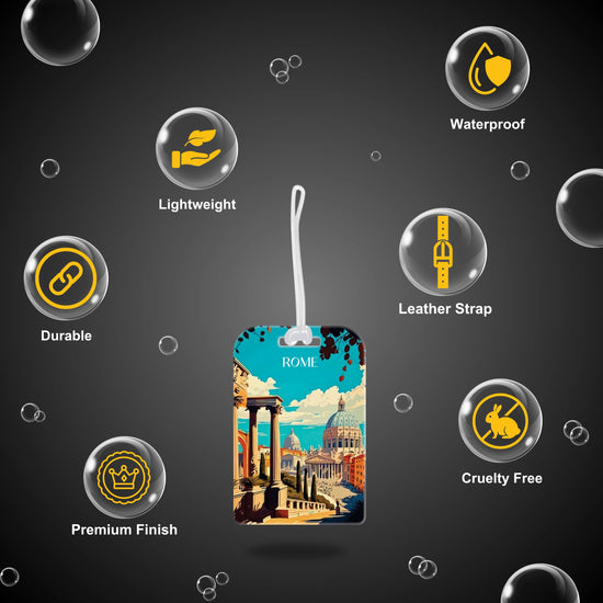 Rome QR Bag Tag by tag8 with secure QR code