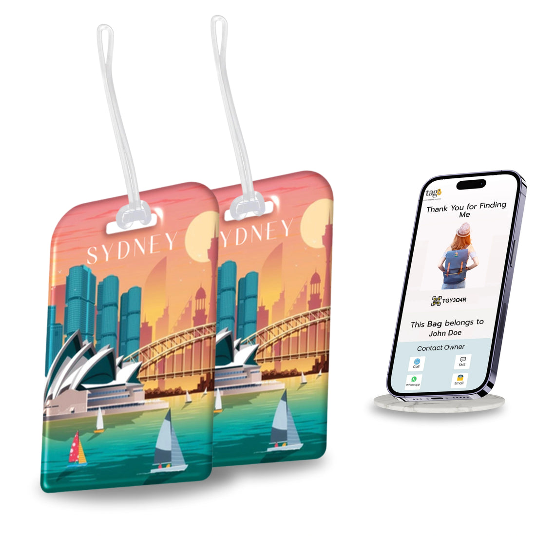 Sydney QR Bag Tag by tag8 for bag security