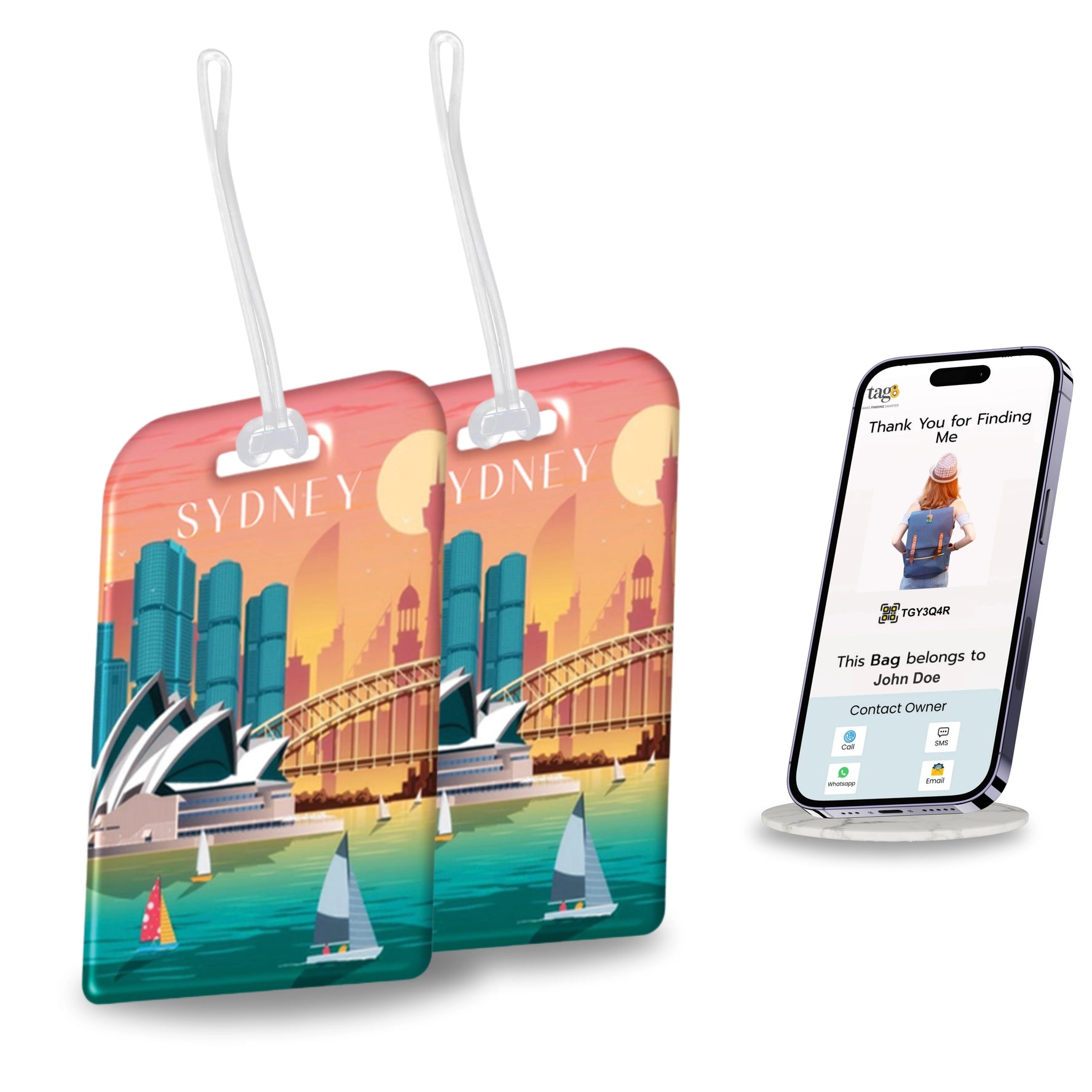 Sydney QR Bag Tag by tag8 for bag security