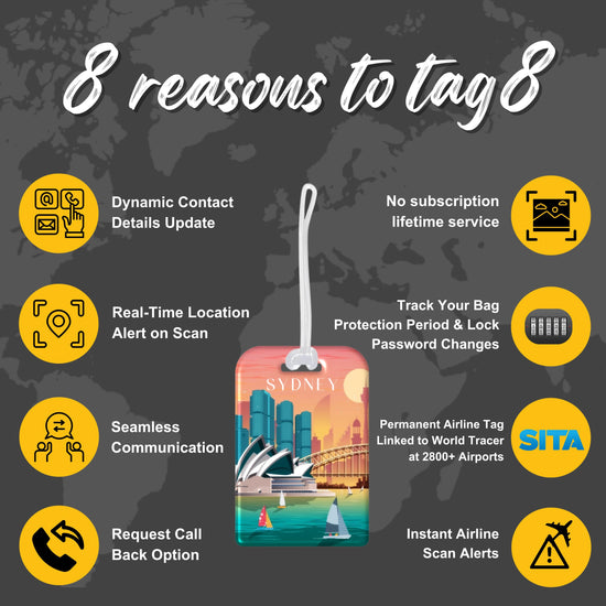 Sydney QR Bag Tag by tag8 for bag security