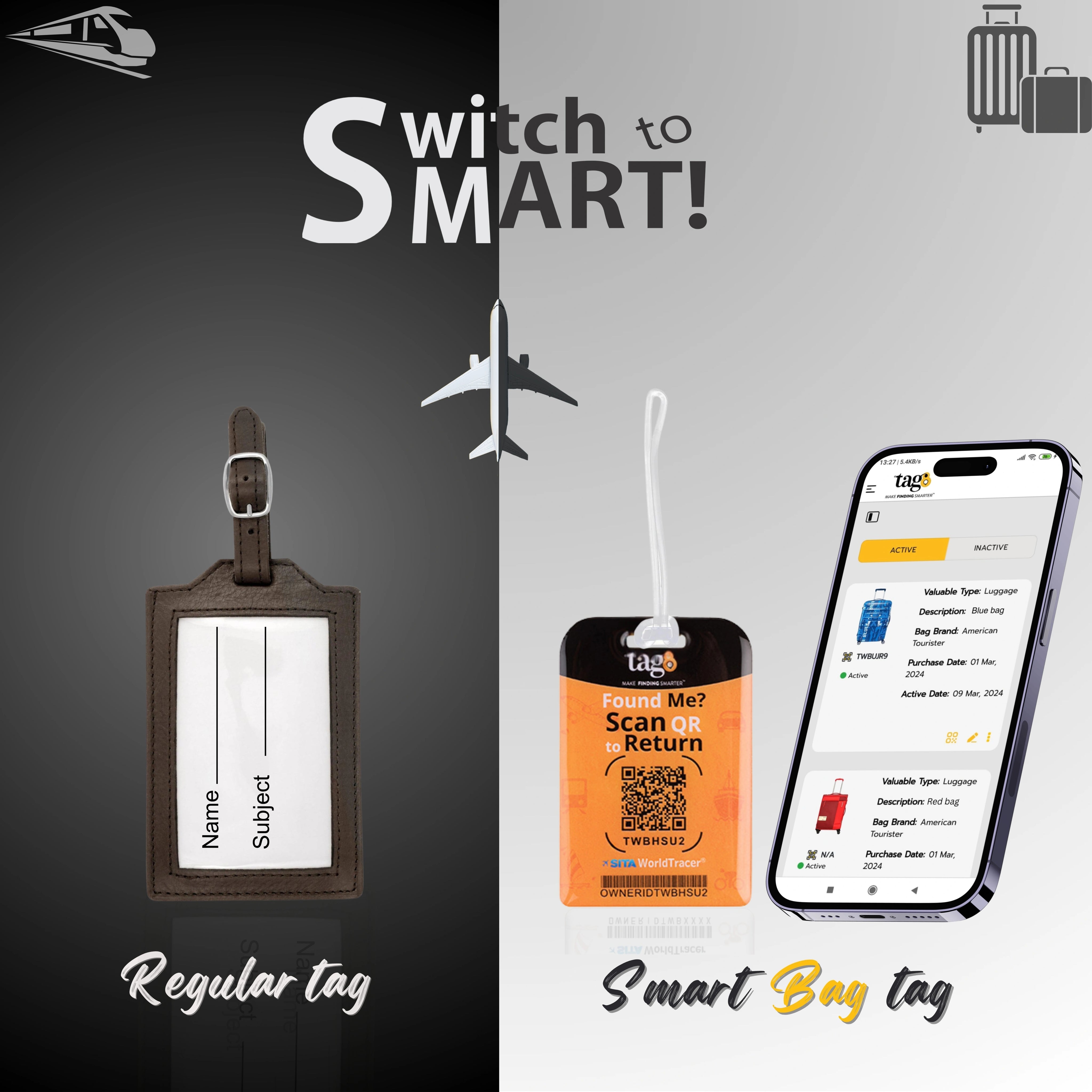 tag8 ST. Augustine FL Bag Tag with elegant design and smart QR code for hassle-free identification and lost & found assistance