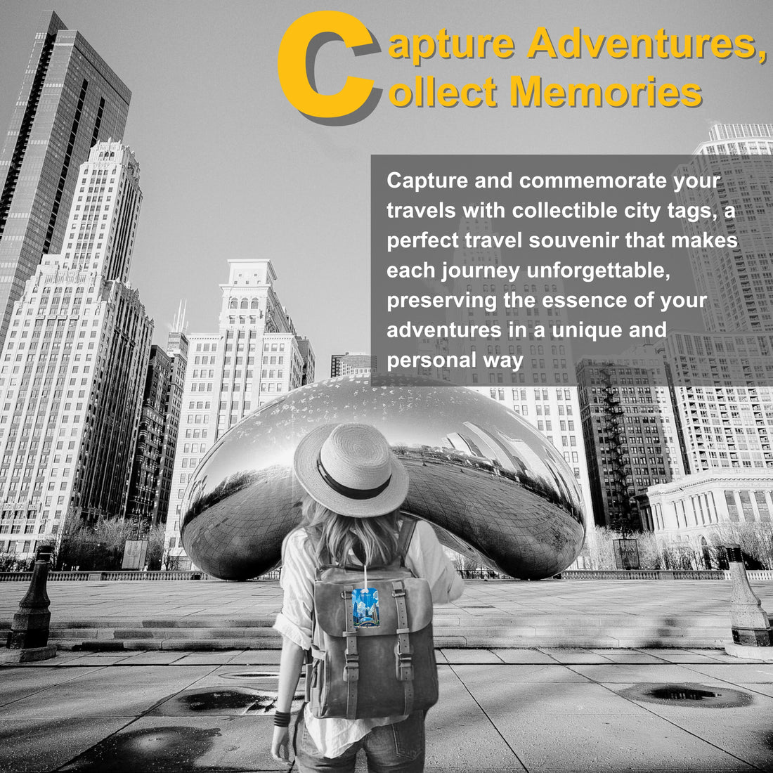 tag8 Chicago Bag Tag with stylish design and smart QR code for easy identification and lost & found recovery