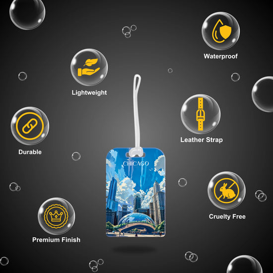 tag8 Chicago Bag Tag with stylish design and smart QR code for easy identification and lost & found recovery