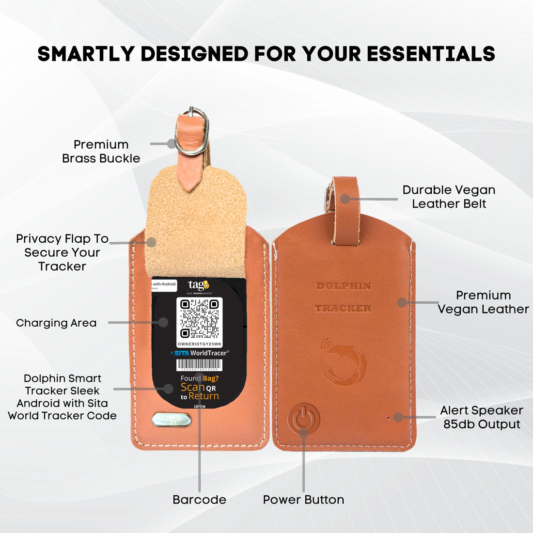 Dolphin Smart Bag Tracker for Android with Bluetooth tracking, separation alerts, and last-seen location by tag8