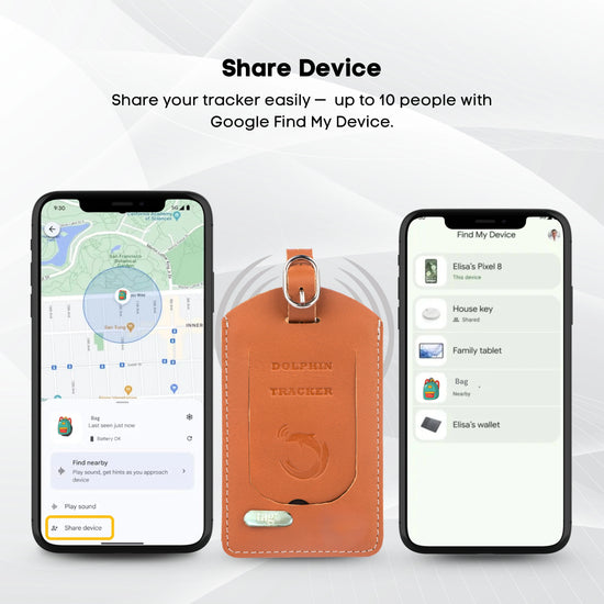 Dolphin Smart Bag Tracker for Android with Bluetooth tracking, separation alerts, and last-seen location by tag8
