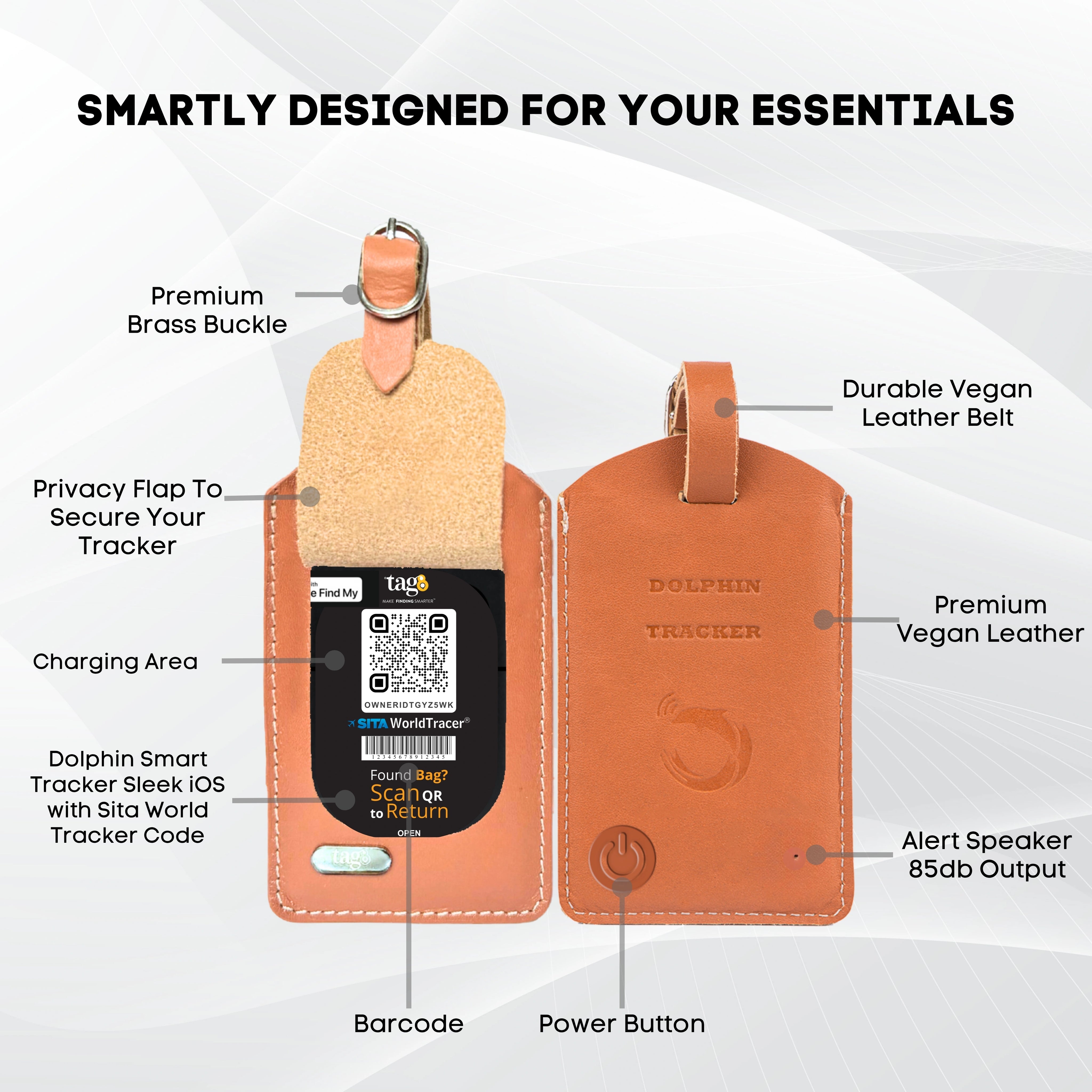 Dolphin Smart Bag Tracker for iOS with Bluetooth tracking, separation alerts, and precise last-seen location by tag8