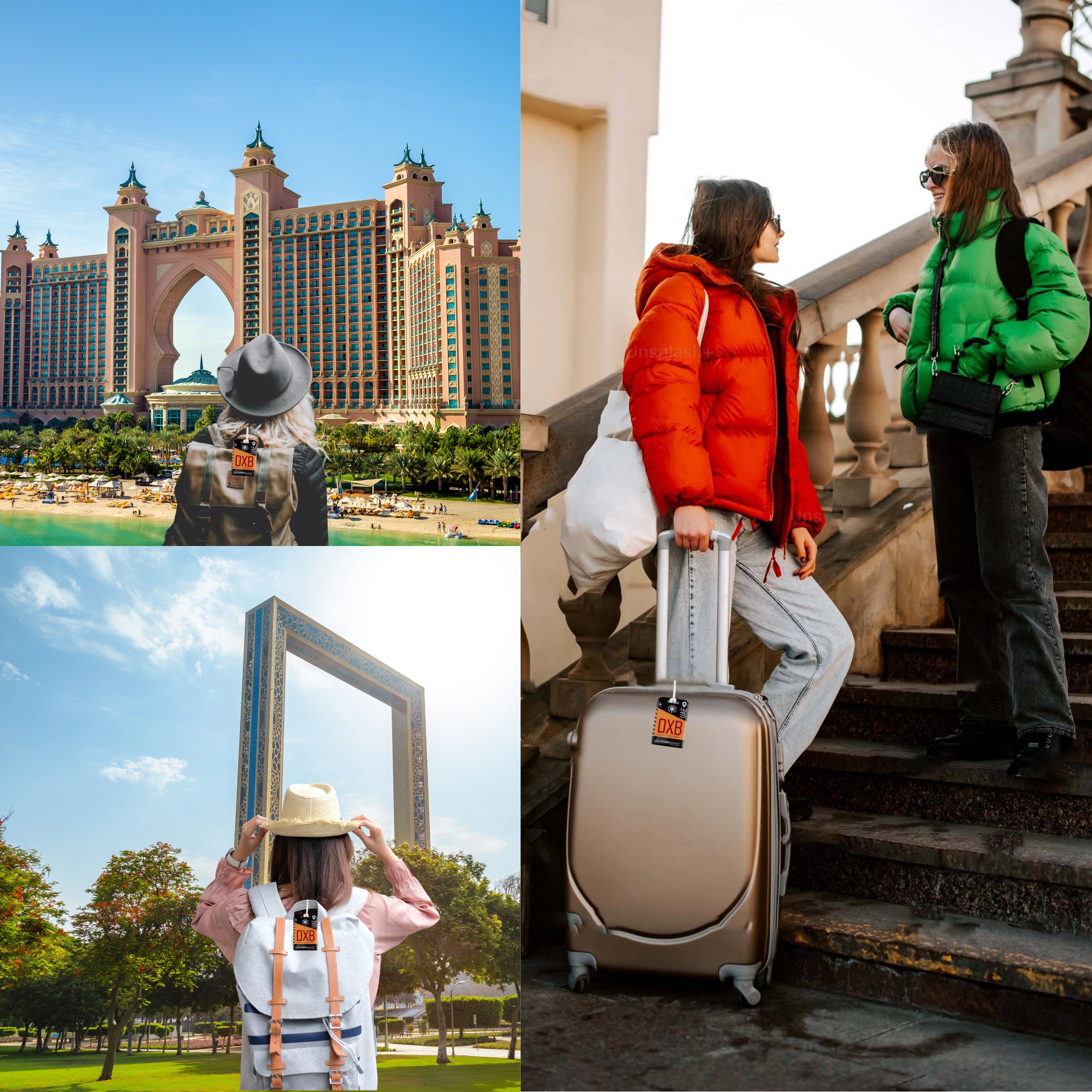 Dubai DXB city-themed smart bag tag with QR code by tag8