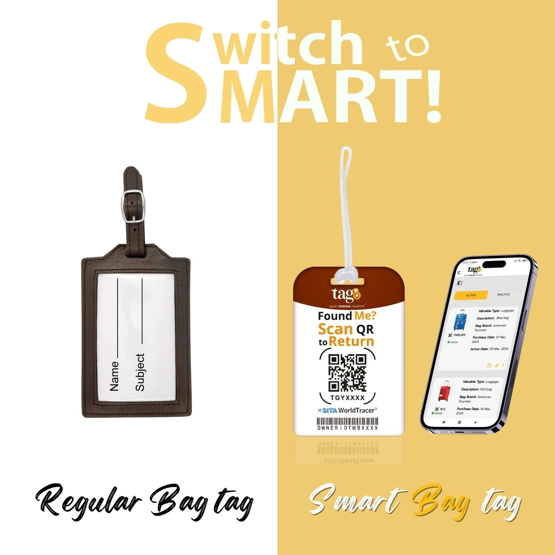 Gautam Buddha travel theme smart bag tag with QR code by tag8