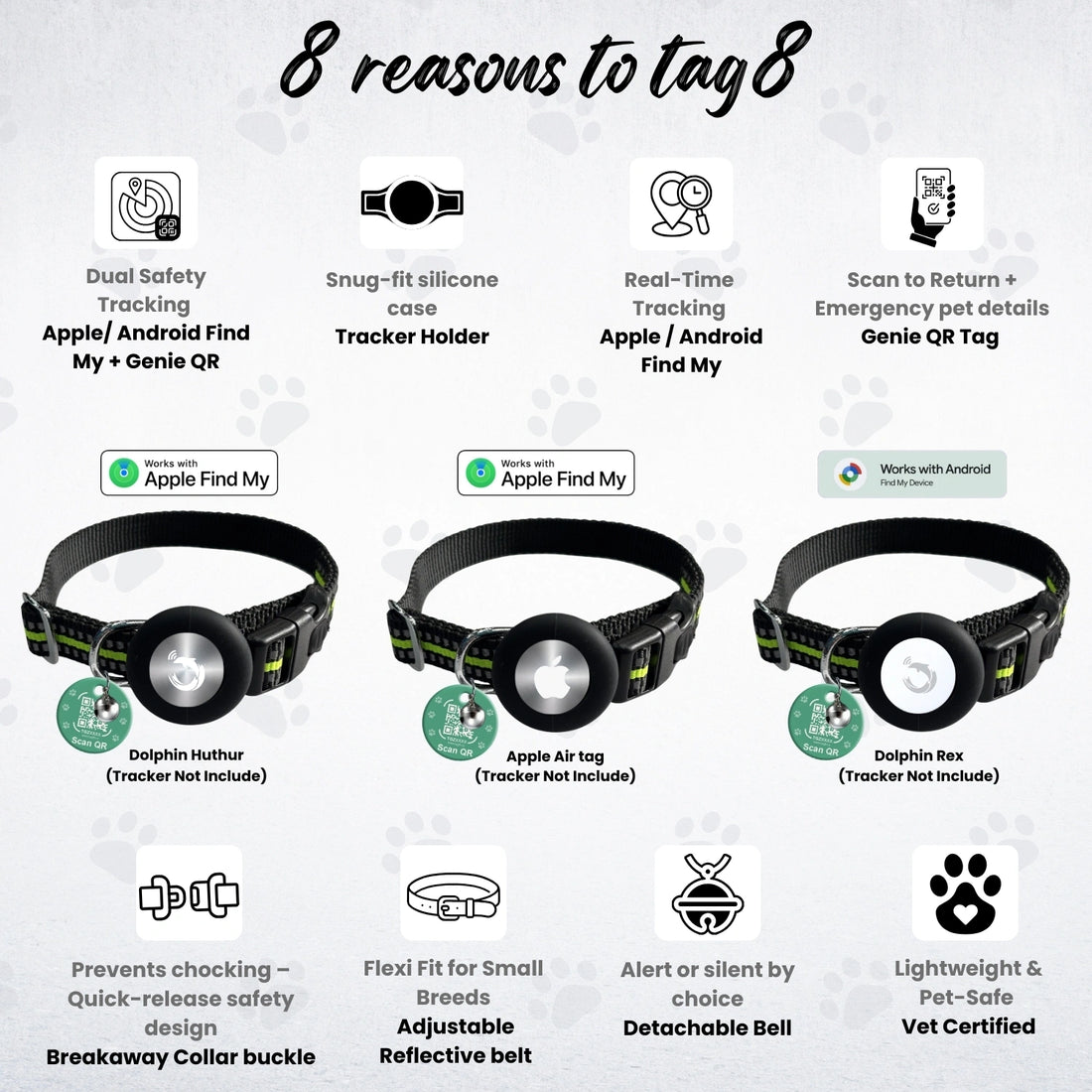 Genie Track Collar for pets with QR code and digital ID by tag8