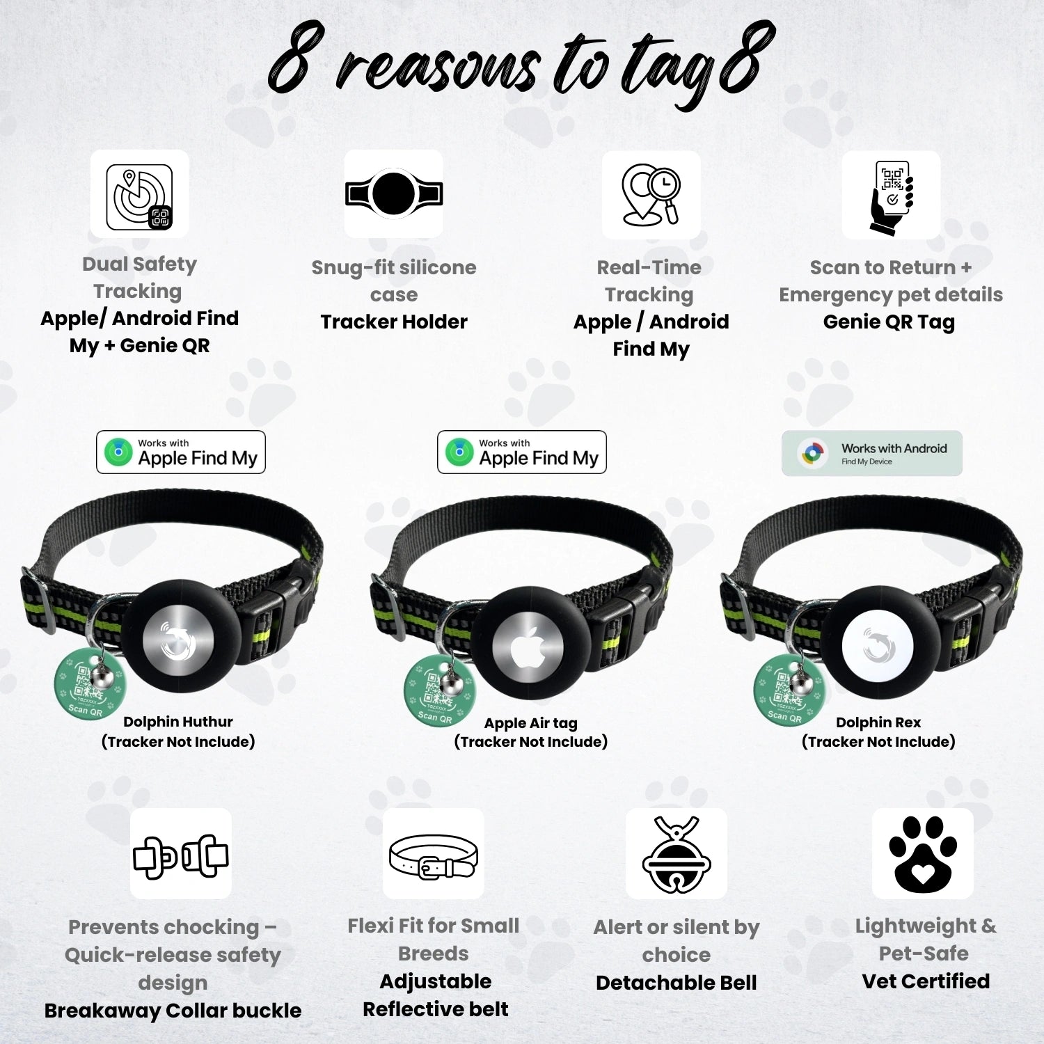Genie Track Collar for pets with QR code and digital ID by tag8