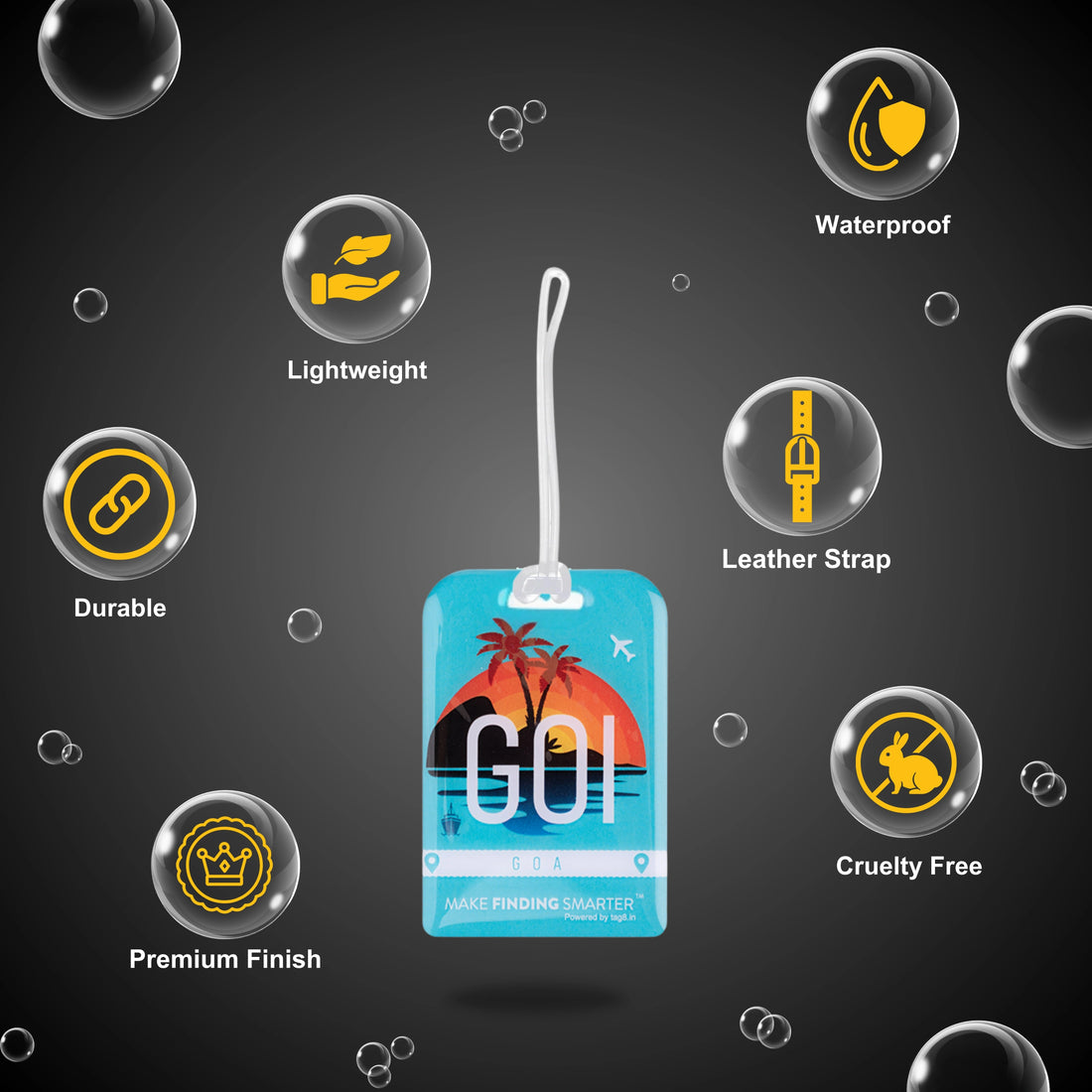tag8 Goa Bag Tag with elegant design and smart QR code for hassle-free identification and lost & found assistance