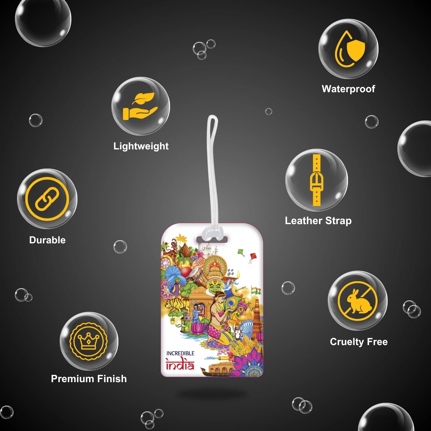 Incredible India culture-themed smart bag security tag with QR code by tag8