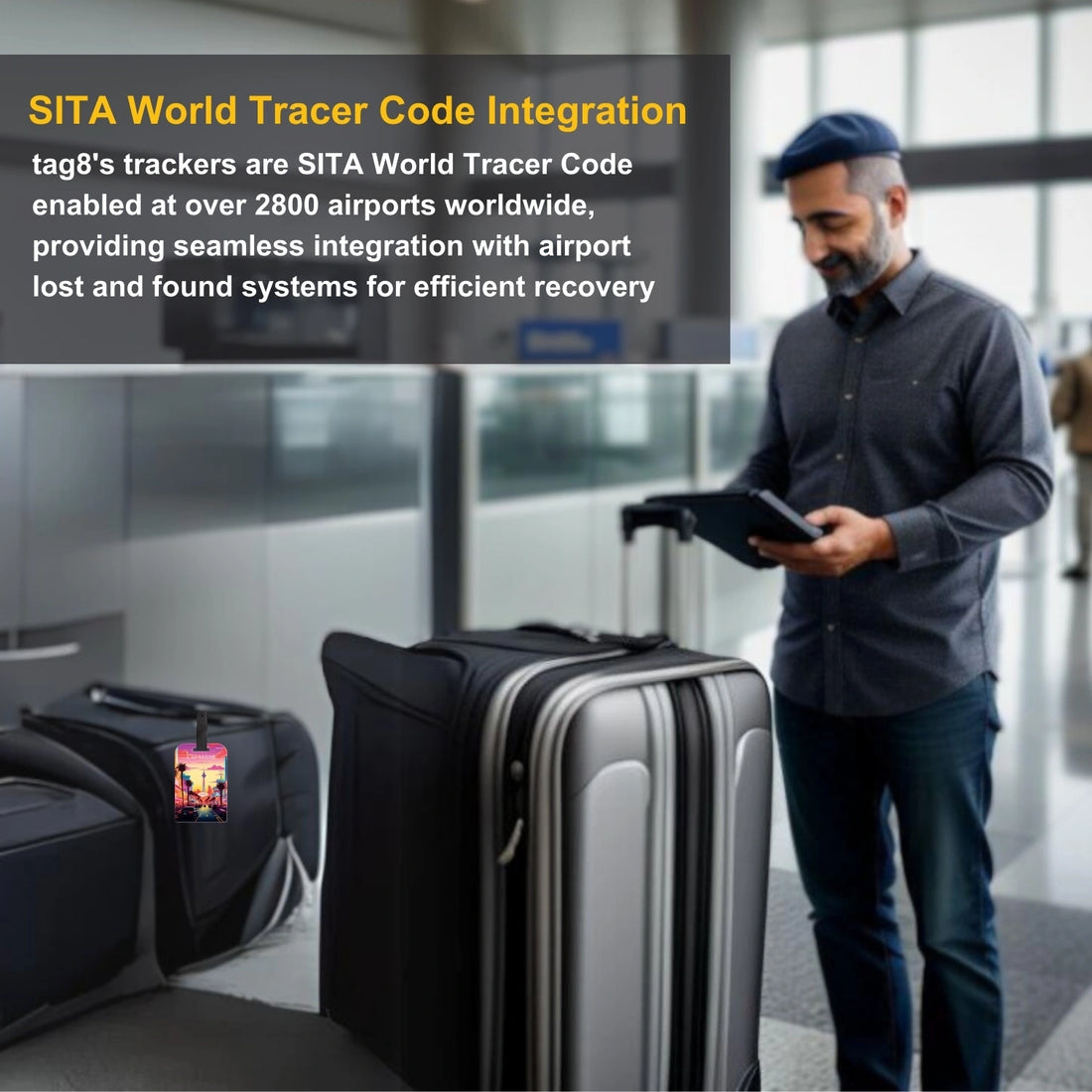 tag8 Las Vegas Bag Tag featuring a bold design with smart QR code for quick identification and secure lost & found support