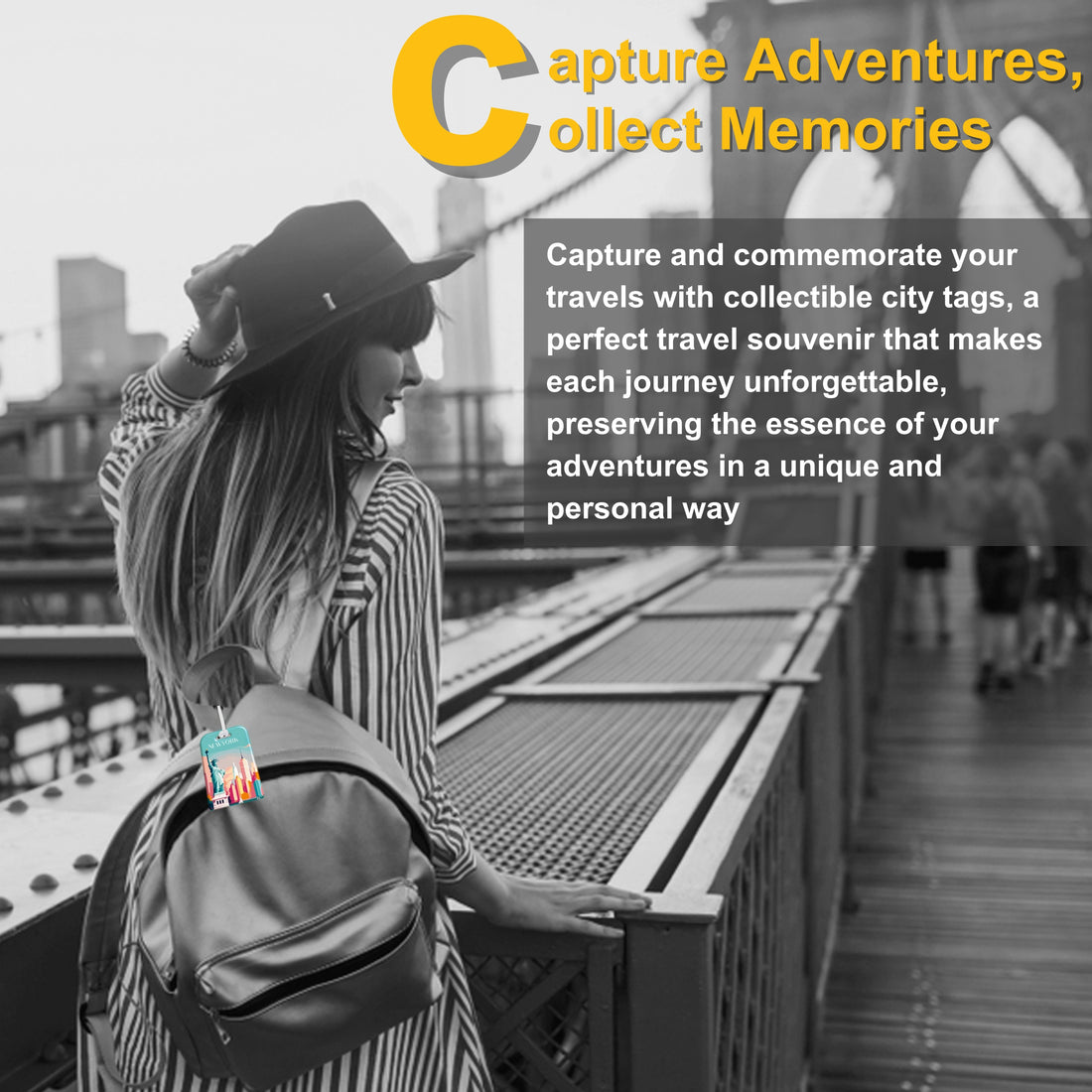 Newyork QR Bag Tag by tag8 with secure QR code