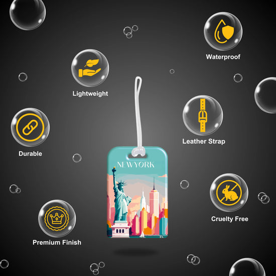 Newyork QR Bag Tag by tag8 with secure QR code