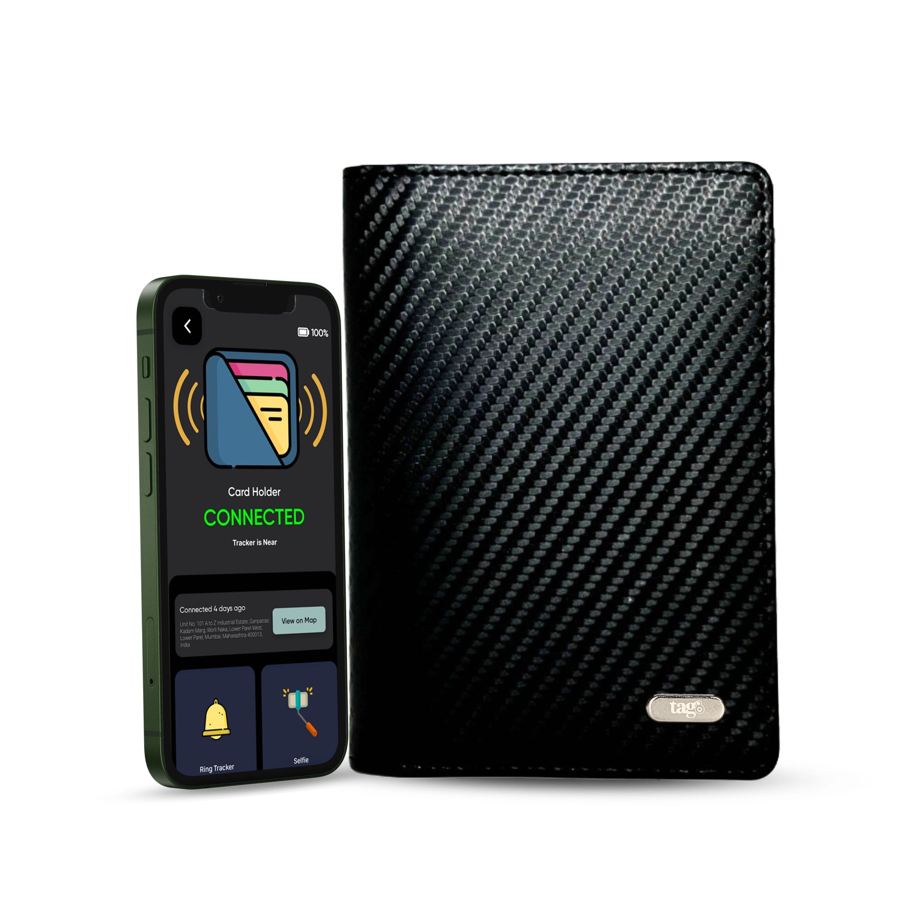 tag8 Passport Tracker with durable carbon fiber case for secure travel